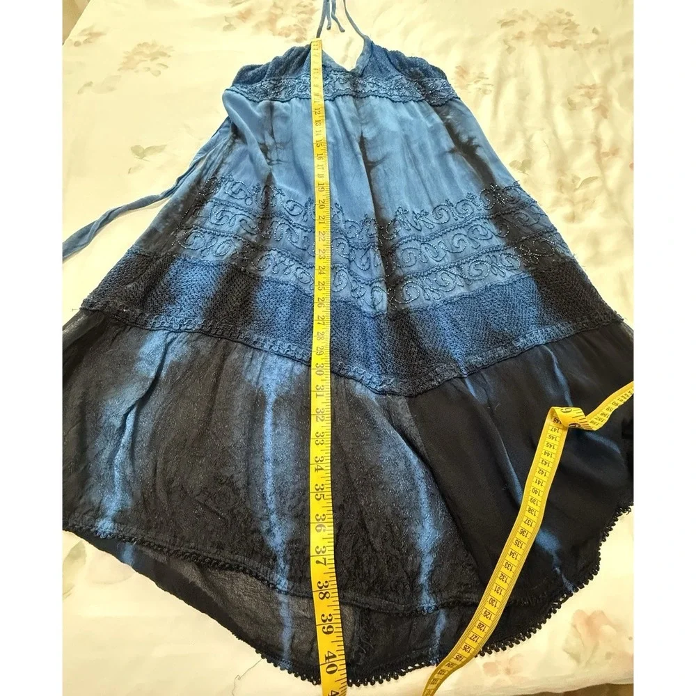 Fashion Terminal Dress Halter Smocked Boho Fairy Festival Embroidered Beachy SM - Picture 12 of 16